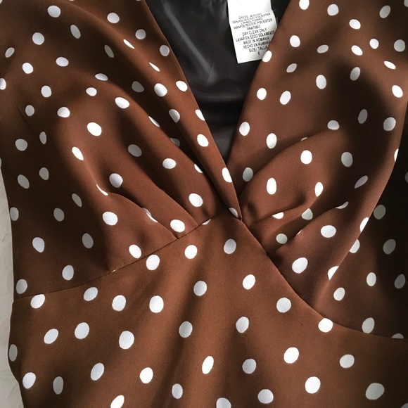 Jessica Howard size 6 brown and white polka dot sleeveless dress - Picture 4 of 6